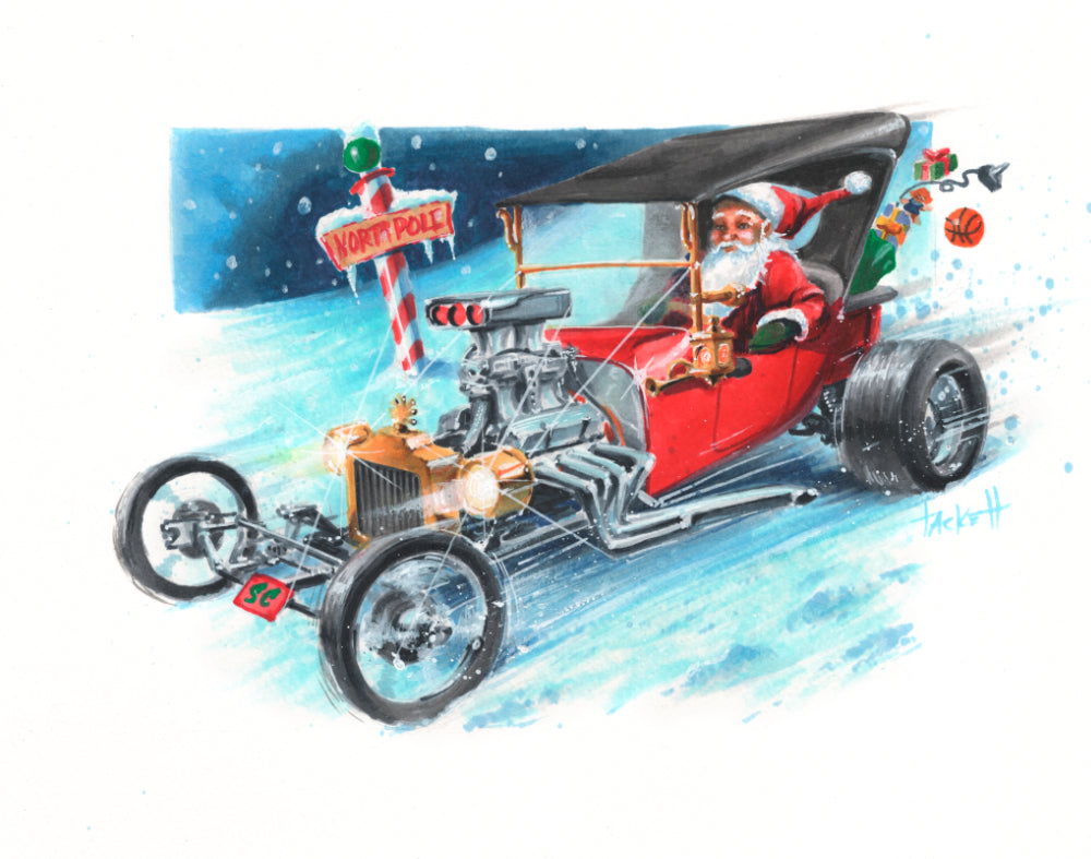Santa's Hot Rod Original Painting