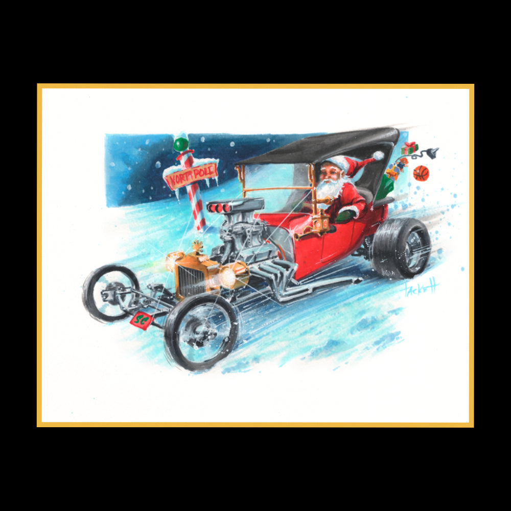 Santa's Hot Rod Art Print